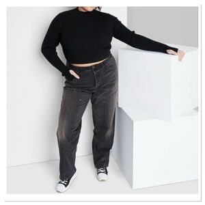 Women’s High Rise Straight Jeans Black Wash Wild Fable